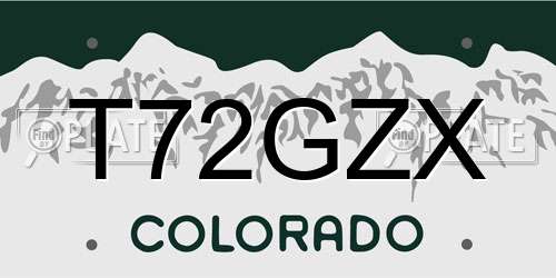 T72GZX Colorado License Plate