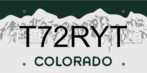 T72RYT Colorado License Plate