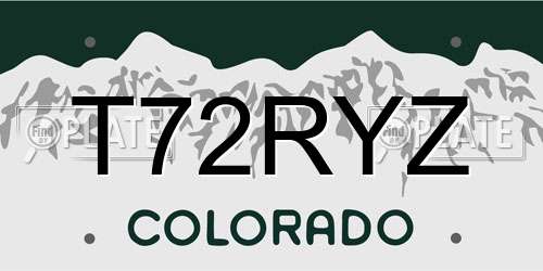 T72RYZ Colorado License Plate