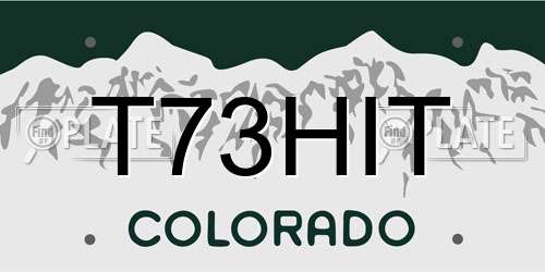 T73HIT Colorado License Plate