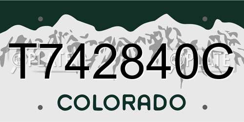 T742840C Colorado License Plate
