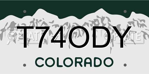 T74ODY Colorado License Plate