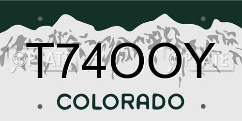 T74OOY Colorado License Plate