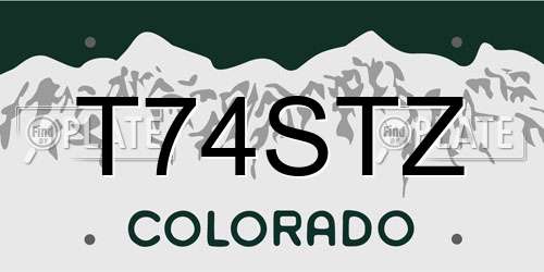 T74STZ Colorado License Plate
