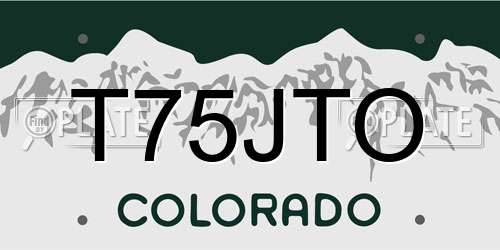 T75JTO Colorado License Plate