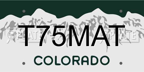 T75MAT Colorado License Plate