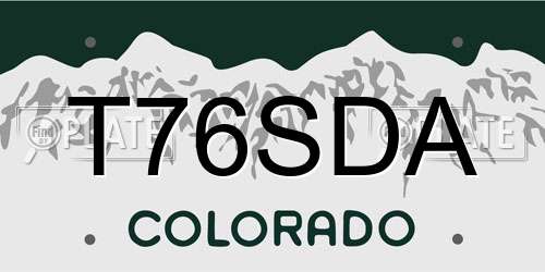 T76SDA Colorado License Plate