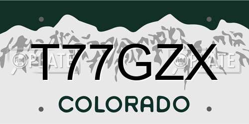 T77GZX Colorado License Plate
