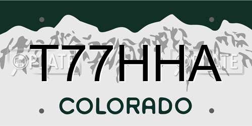 T77HHA Colorado License Plate