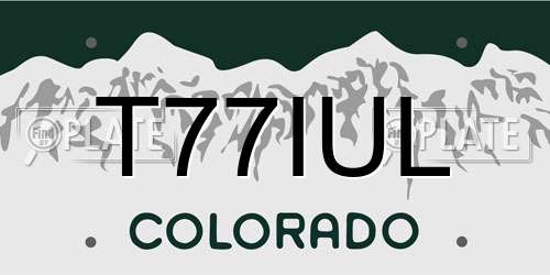T77IUL Colorado License Plate