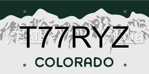 T77RYZ Colorado License Plate