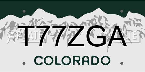 T77ZGA Colorado License Plate