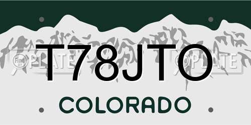 T78JTO Colorado License Plate