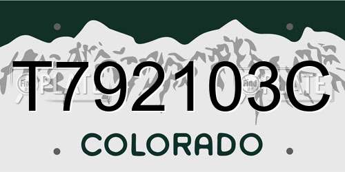 T792103C Colorado License Plate