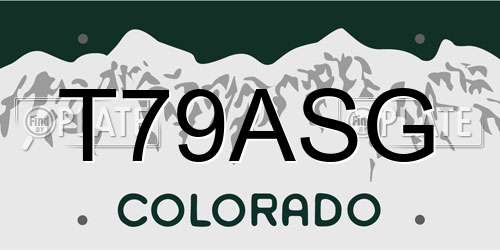 T79ASG Colorado License Plate