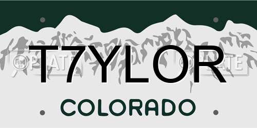 T7YLOR Colorado License Plate