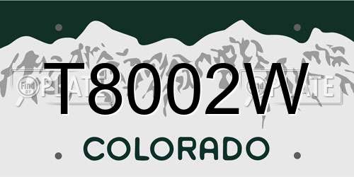 T8002W Colorado License Plate