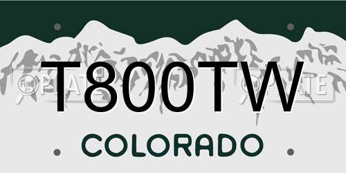 T800TW Colorado License Plate