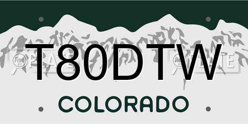 T80DTW Colorado License Plate