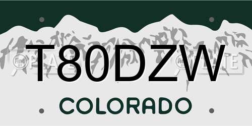 T80DZW Colorado License Plate