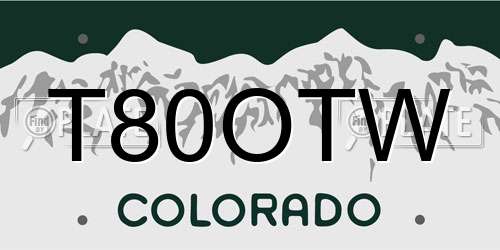 T80OTW Colorado License Plate