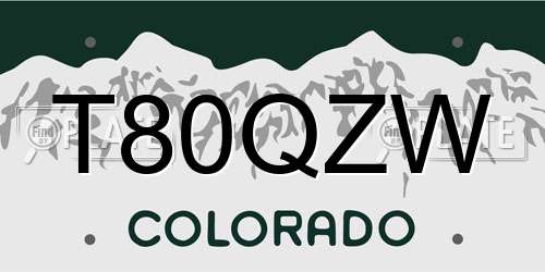 T80QZW Colorado License Plate