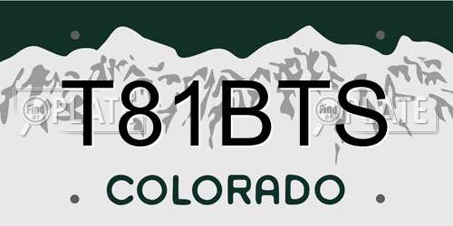 T81BTS Colorado License Plate