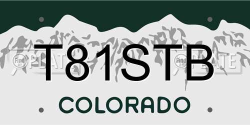 T81STB Colorado License Plate