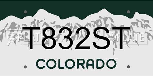 T832ST Colorado License Plate