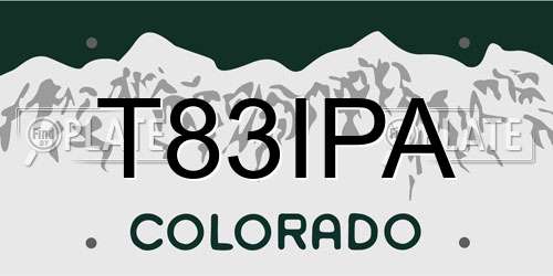 T83IPA Colorado License Plate