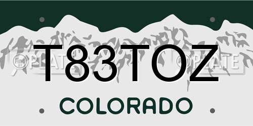 T83TOZ Colorado License Plate