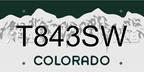 T843SW Colorado License Plate