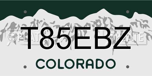 T85EBZ Colorado License Plate