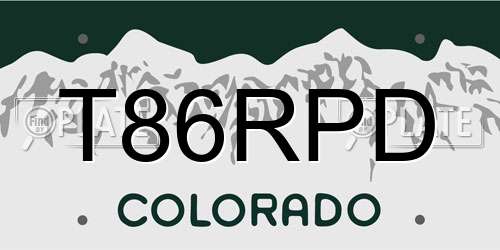 T86RPD Colorado License Plate