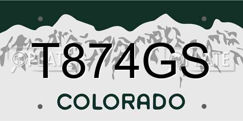 T874GS Colorado License Plate
