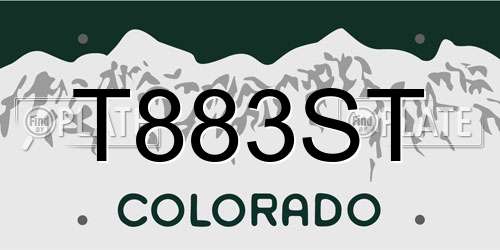 T883ST Colorado License Plate