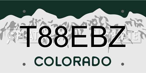 T88EBZ Colorado License Plate