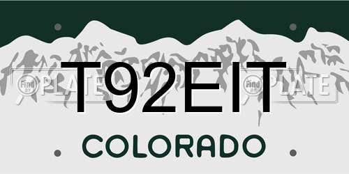 T92EIT Colorado License Plate