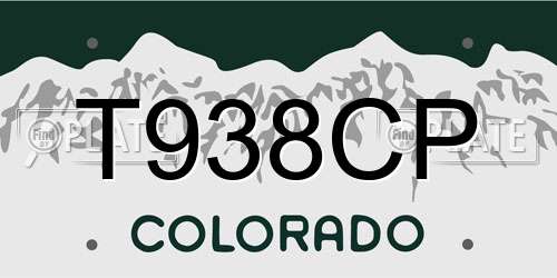 T938CP Colorado License Plate