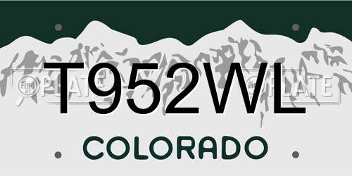 T952WL Colorado License Plate
