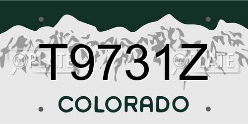 T9731Z Colorado License Plate