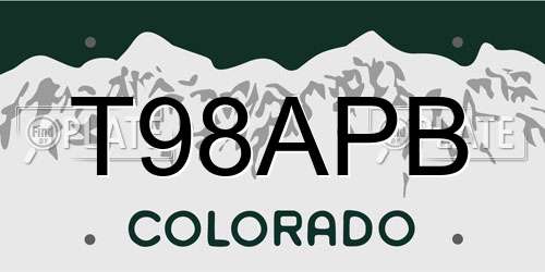 T98APB Colorado License Plate