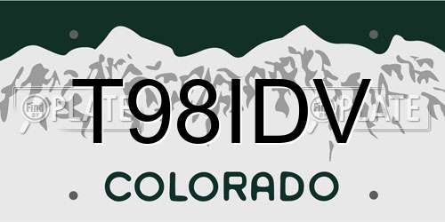 T98IDV Colorado License Plate