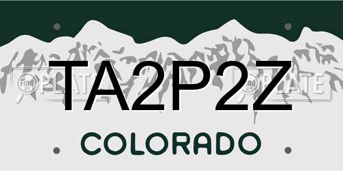 TA2P2Z Colorado License Plate