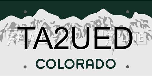 TA2UED Colorado License Plate