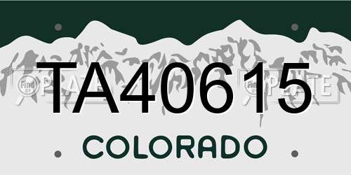 TA40615 Colorado License Plate