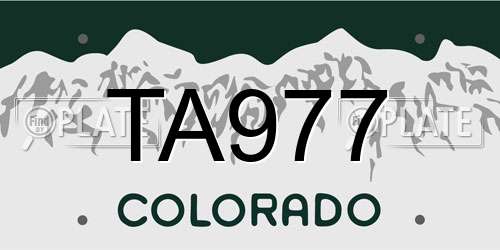 TA977 Colorado License Plate