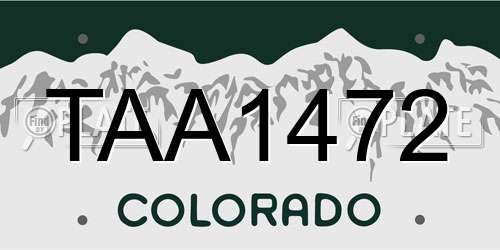 TAA1472 Colorado License Plate