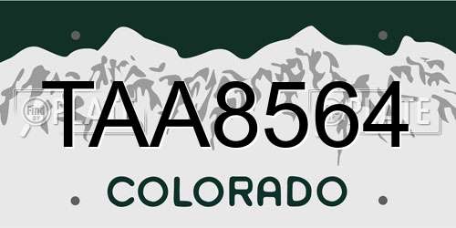 TAA8564 Colorado License Plate