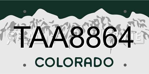 TAA8864 Colorado License Plate